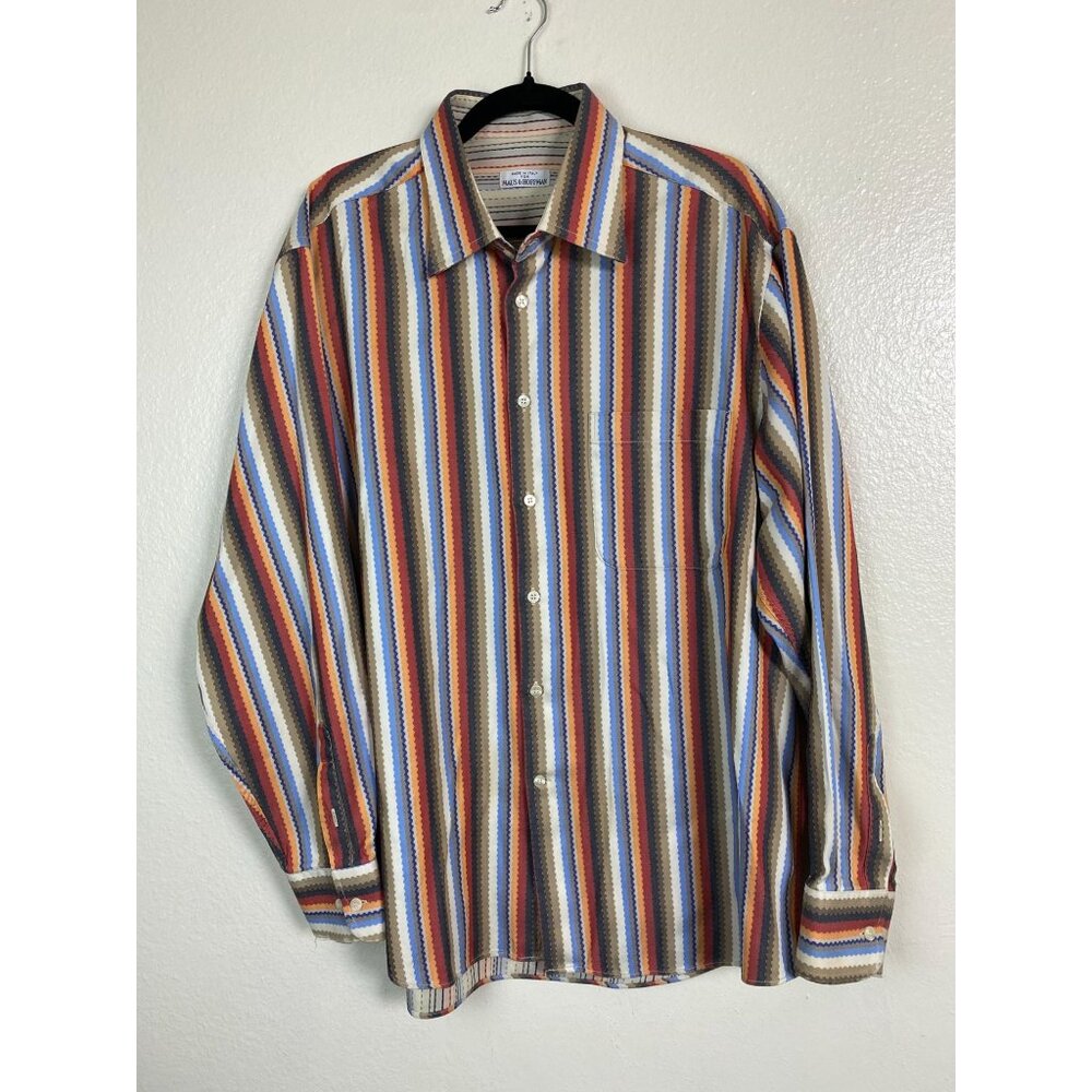 Maus & Hoffman Mens Striped Long Sleeve Shirt Size XXL Rockabilly Western Italy